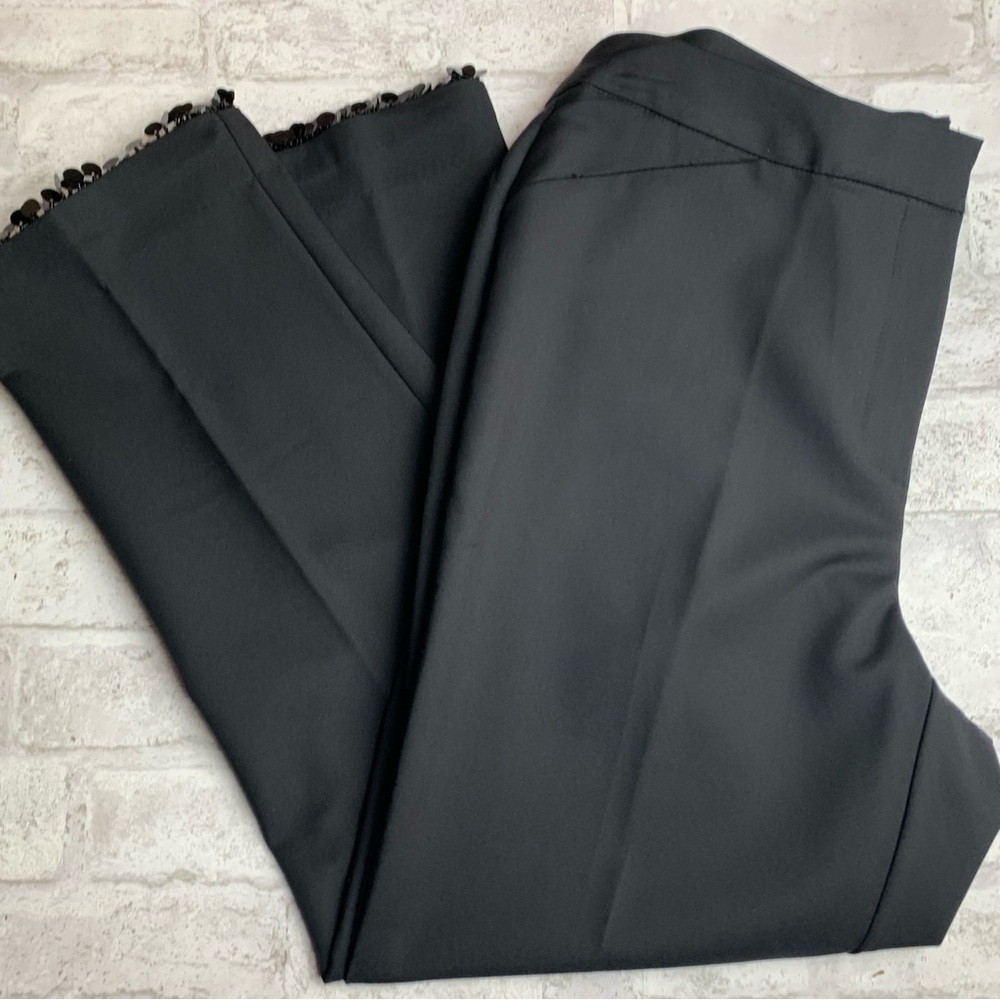 NWOT Chico's Ultimate Fit Black Ankle Pants Sequined Accents on Hem Size 8😍
